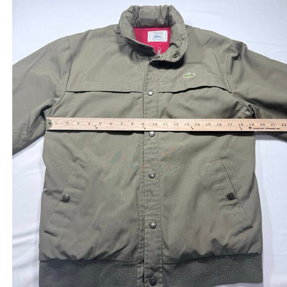 Vintage IZOD Lacoste Bomber Jacket Olive Green Fleece Lined Small - Picture 3 of 8